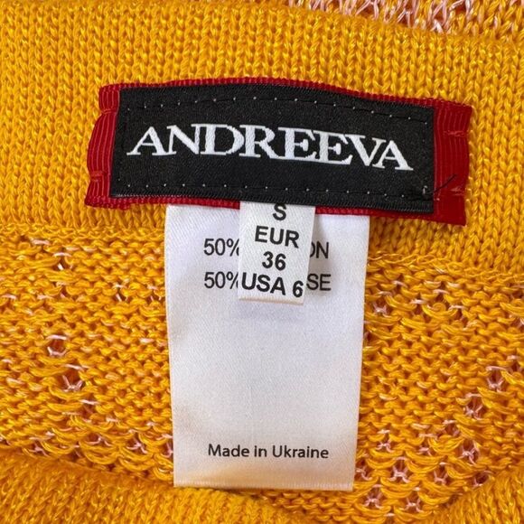 Andreeva Mini Knit Feather Trim Floral Skirt Yellow Size 6 - Picture 9 of 12